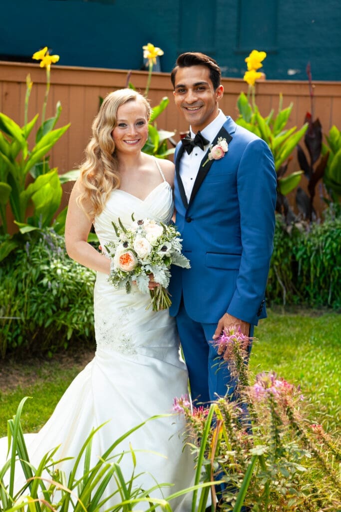 Modern bride and groom portrait at Hotel Baker St. Charles IL