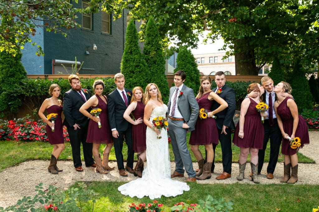 Bridal party posing with attitude.